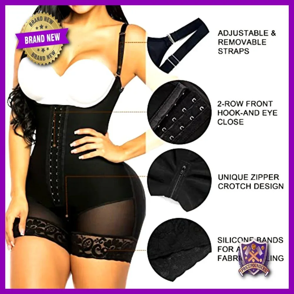 Tummy Control Shapewear Bodysuit with Zipper Crotch Post Surgery Compression